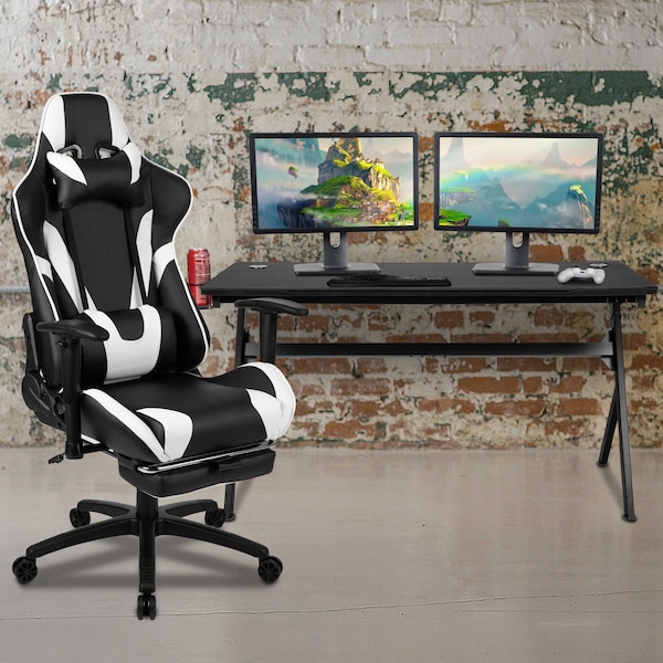 Flash Furniture Black Gaming Desk-Cup Holder/Reclining Chair Set BLN-X30D1904L-BK-GG - main